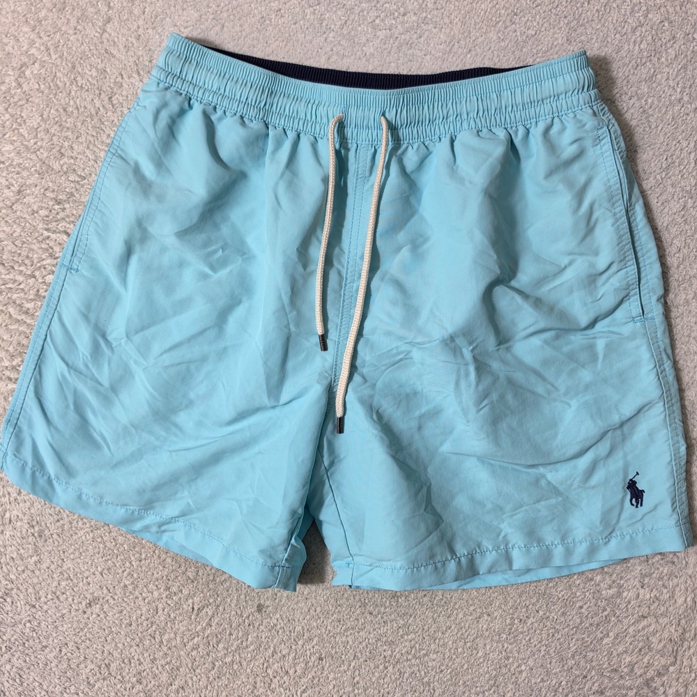 Polo Ralph Lauren Swim Trunks Mens Med 30/6 Blue Traveler Pony Logo Pocket